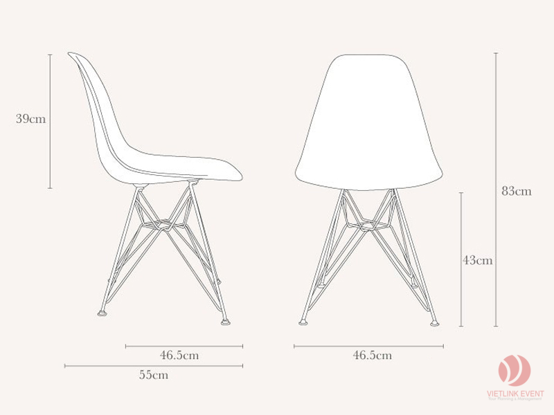 kích thước ghế eames
